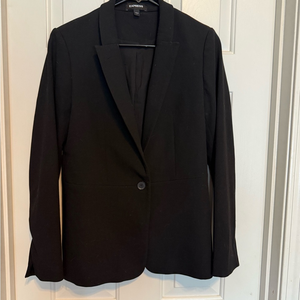 Express Black Single-Button Notch Lapel Blazer